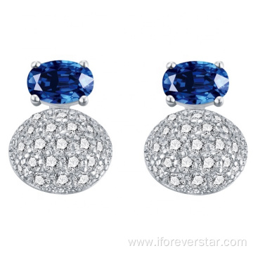 hot sale Sapphire CZ 925 silver earring women